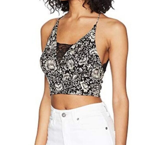 Free PeopleThe Century Lace Contrast Brami Cropped Camisole Bralette Large - Picture 1 of 11